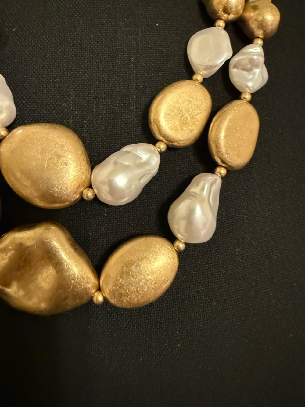 Gold and Pearl Layered Statement Necklace - Picture 4 of 5
